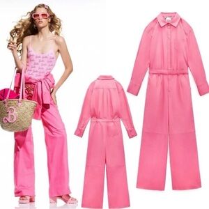 ZARA BARBIE™ THE MOVIE ©WARNER BROS. SHIRT JUMPSUIT BARBIECORE BARBIE CORE